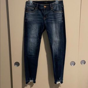 Buckle Ankle Skinny Jeans Dark Wash